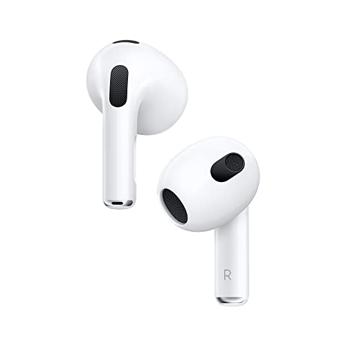 Apple AirPods (3rd Generation) Wireless Ear Buds, Bluetooth Headphones, Personalized Spatial Audio, Sweat and Water Resistant, Lightning Charging Case Included, Up to 30 Hours of Battery Life Amazon