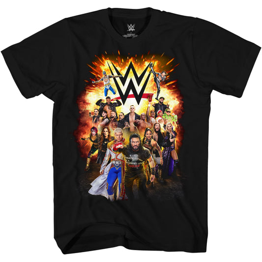 WWE Cody Rhodes Roman Reigns Becky Lynch Rhea Ripley Group Supertar Roster Adult T-Shirt (XXL, Black) Amazon