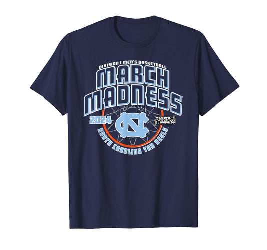 North Carolina Tar Heels March Madness 2024 Basketball Navy T-Shirt Amazon