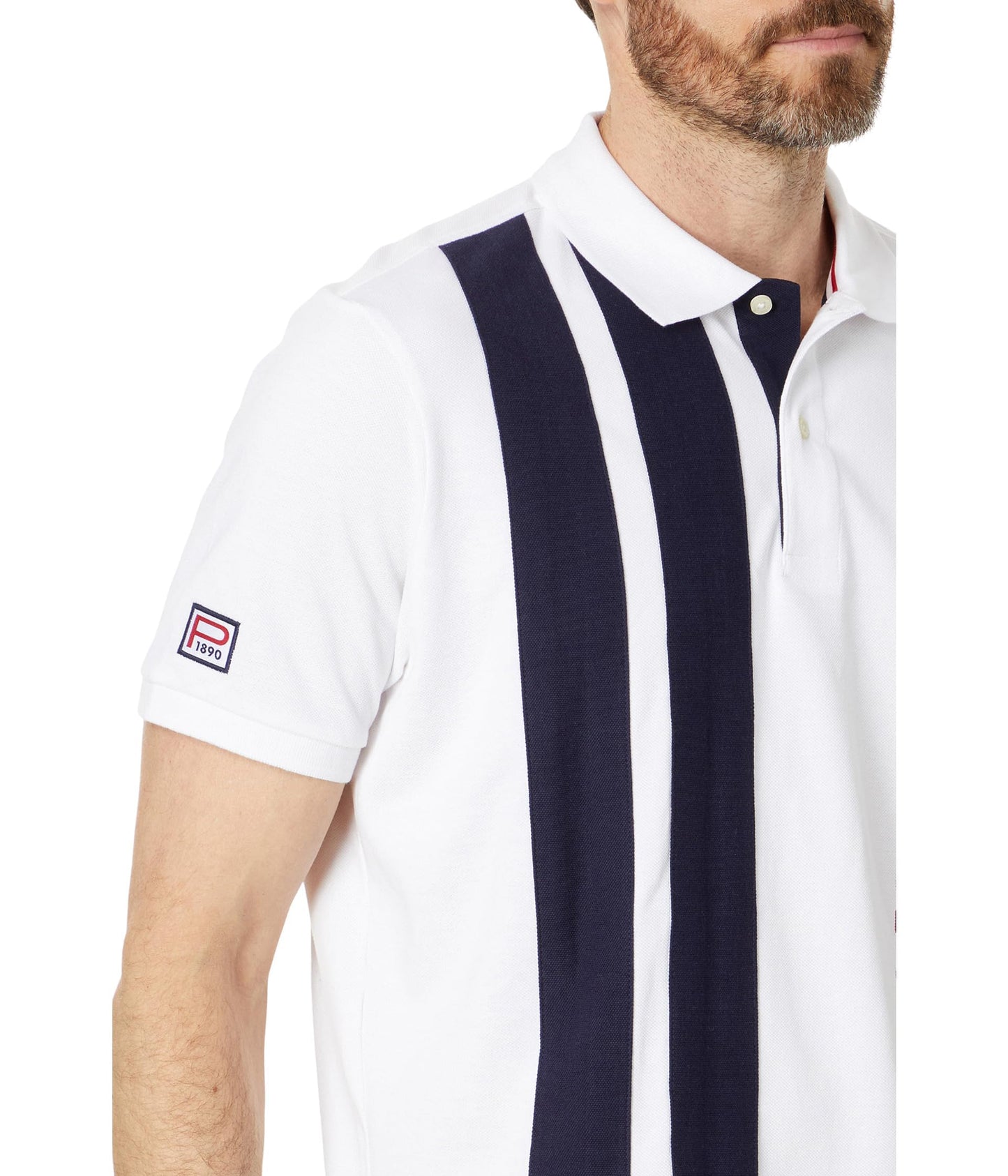 U.S. POLO ASSN. Men's Color Block Vertical Graphic Pique Short Sleeve Polo Shirt, White Amazon
