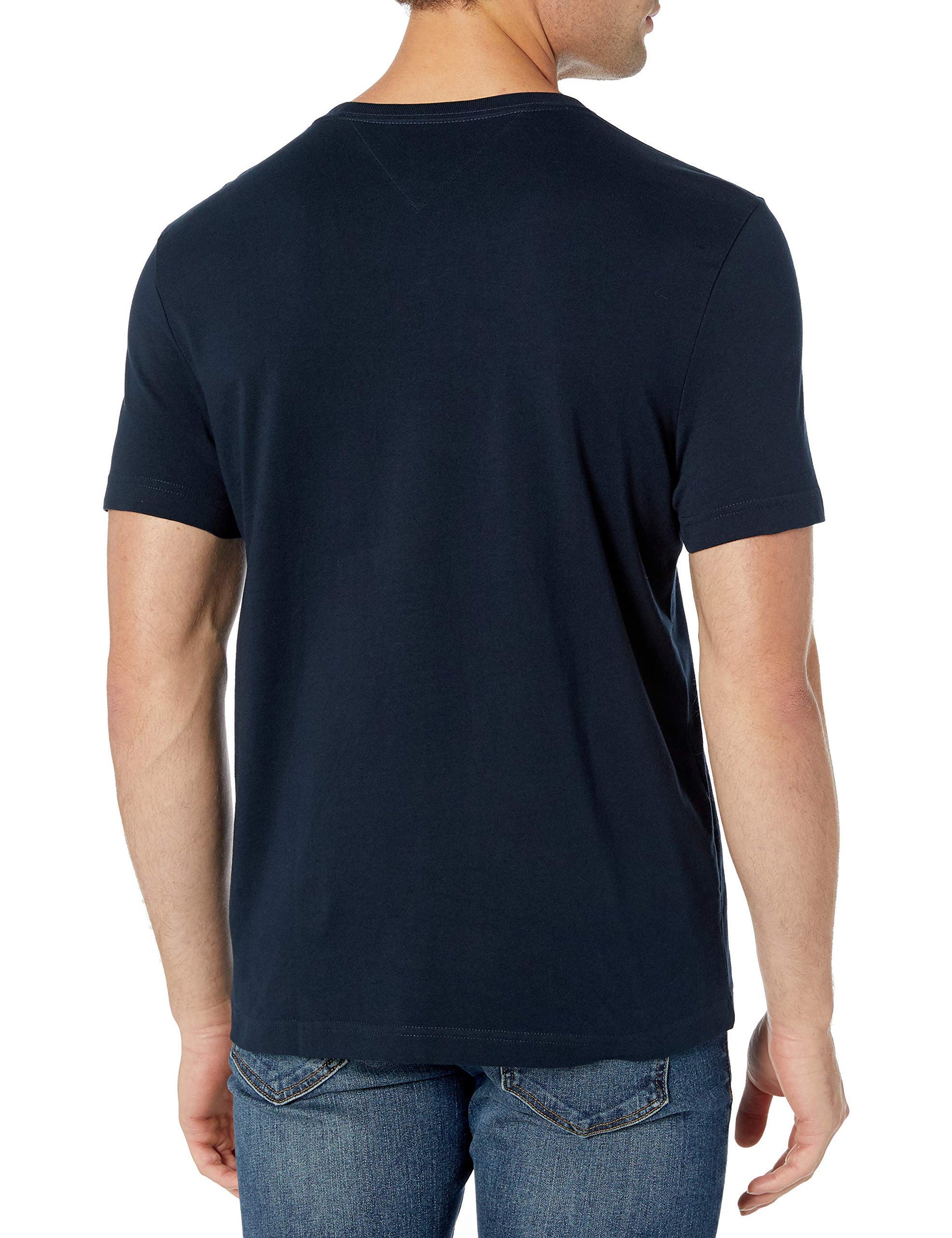 Tommy Hilfiger mens Short Sleeve Logo T-shirt T Shirt, Sky Captain, X-Small US Amazon