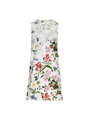 Oscar de la Renta, Unfinished Floral Cotton Poplin Shift Dress, White Multi, 0 Amazon