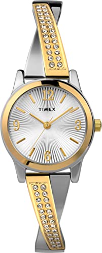 Timex Women's Fashion Stretch Bangle 25mm Watch - Two-Tone Expansion Band Silver-Tone Dial Two-Tone Case Amazon