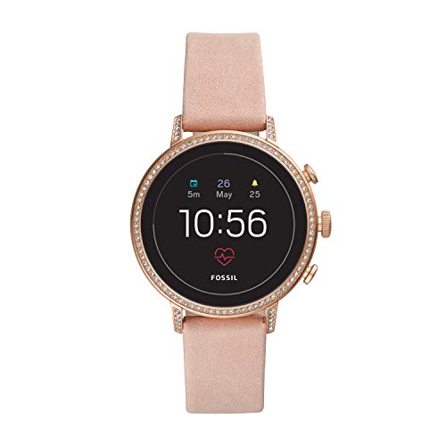 Fossil Women's Gen 4 Venture HR Heart Rate Stainless Steel and Leather Touchscreen Smartwatch, Color: Rose Gold, Pink (Model: FTW6015) Amazon