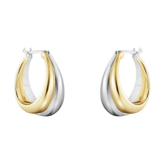 18K Two-tone Gold Silver Curve Earrings for Women Amazon