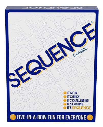 SEQUENCE- Original SEQUENCE Game with Folding Board, Cards and Chips by Jax ( Packaging may Vary ) White, 10.3" x 8.1" x 2.31" Amazon