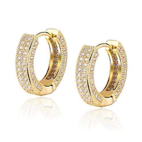 14K Gold Plated Iced Out Hypoallergenic Cubic Zirconia Huggie Cartilage Cuff Hoop Earrings Amazon