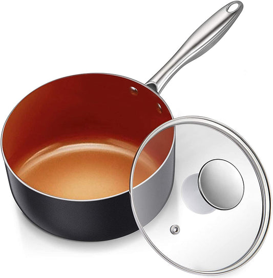 MICHELANGELO 3 Quart Copper Saucepan with Ultra Nonstick Ceramic Coating and Lid Amazon