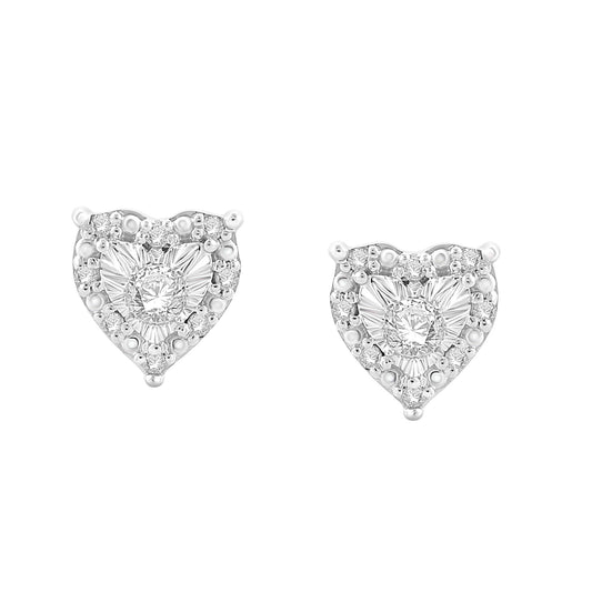 NATALIA DRAKE 1/4 Cttw Diamond Heart Shape Halo Stud Earrings in Rhodium Plated Amazon