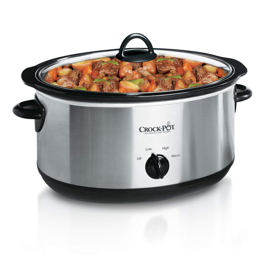 Crock-Pot 7 Quart Oval Manual Slow Cooker, Stainless Steel Amazon